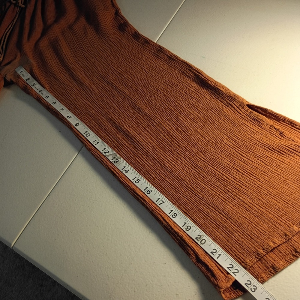 Wishlist Womens Rust Brown Textured Gauze Wide Leg Crop Pants Elastic Waist S - Picture 6 of 8